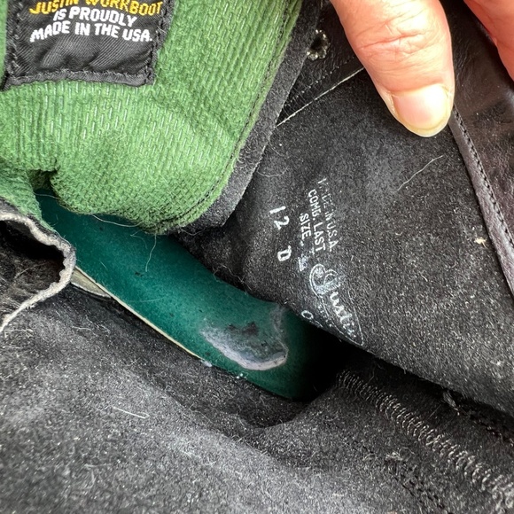 JUSTIN STEEL TOE LEATHER WORK BOOTS. THSES  ARE AMERICAN MADE - Picture 11 of 11
